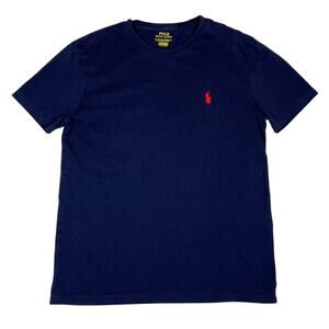 Polo Ralph Lauren T Shirt Men's Small Navy Blue with Red Pony Logo